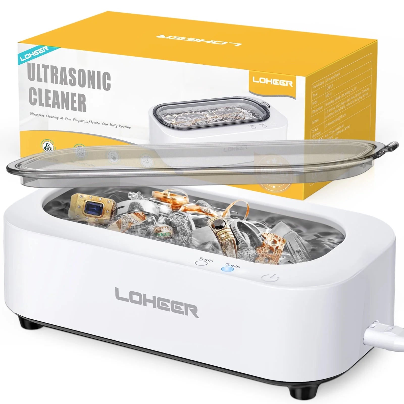 Ultrasonic Jewelry Cleaner, 12Oz 48Khz Ultrasonic Cleaner for Rings, Glasses, Jewelry