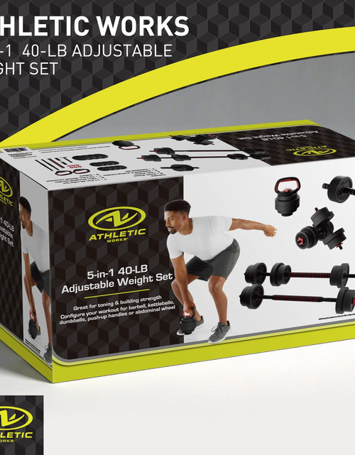 Load image into Gallery viewer, 40LB 5 in 1 Adjustable Dumbbell Set , Fitness Exercises for Home Gym, Black, 1-Inch Holes Fit Standard Sized Bar
