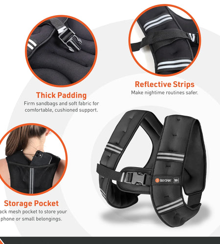 Weighted Vest, 15 Lb. - Adjustable Fitness Vest for Strength Training, Running, Walking, and Endurance Workouts