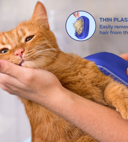 Dog Bath Scrubber Rubber Curry Comb & Pet Grooming Brush with Non-Slip Grip, Blue
