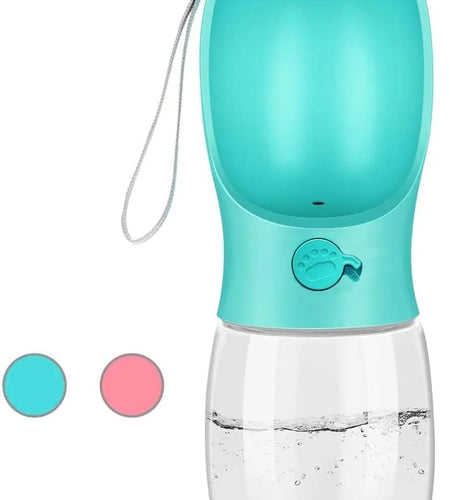 8.3*2.5" Dog Water Bottle, 12Oz Leak Proof Portable Puppy Water Dispenser with Drinking Feeder for Pets Outdoor Walking Hiking Travel Food Grade Plastic - Blue