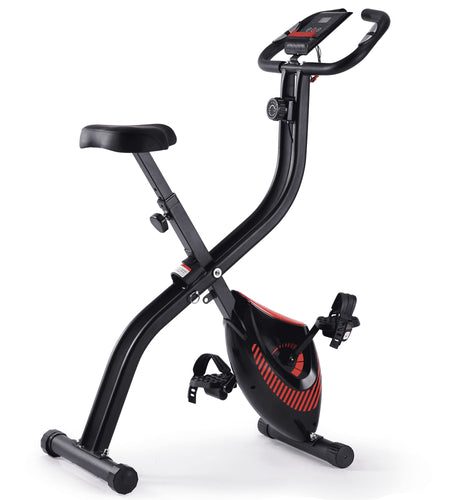Exercise Bike 16 Levels Magnetic Resistance Folding Stationary Bike for Home with LCD Monitor Phone Holder Portable