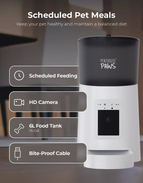 Load image into Gallery viewer, Smart HD Automatic Pet Feeder, 6L Dry Food Capacity, 1080P Camera, 2-Way Audio, Scheduled Meals, Backup Power, Easy to Clean, Anti-Jam Design for Cat and Dog, White
