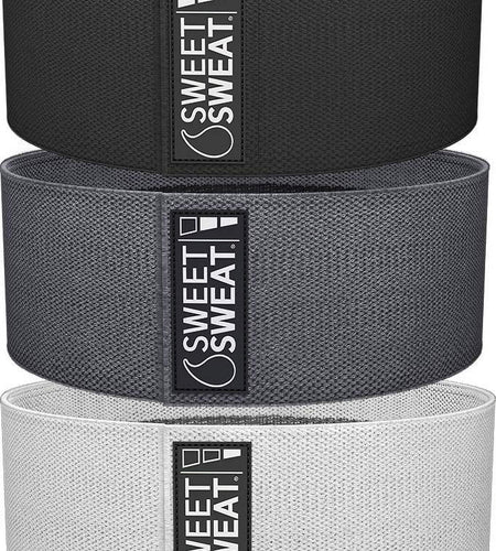 Sweet Sweat 3-Pc Hip Resistance Bands Set Non-Slip Booty Bands with Mesh Bag, Pink