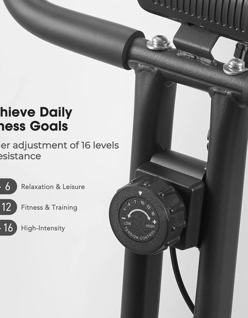 Load image into Gallery viewer, Exercise Bike 16 Levels Magnetic Resistance Folding Stationary Bike for Home with LCD Monitor Phone Holder Portable
