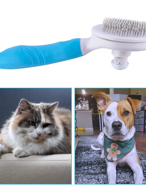 Load image into Gallery viewer, Cat and Dog Brush, Self Cleaning Deshedding Tool for Undercoat, Mats, Knots, Flakes - All Hair Lengths
