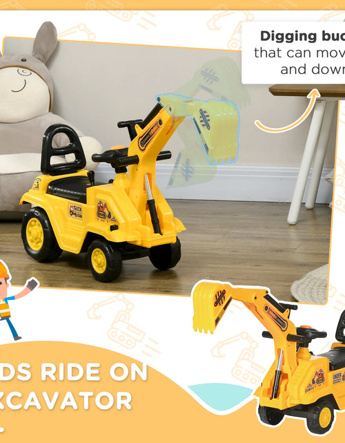 Load image into Gallery viewer, NO Power 3 in 1 Ride on Toy Excavator Digger Scooter Pulling Cart Pretend Play Construction Truck
