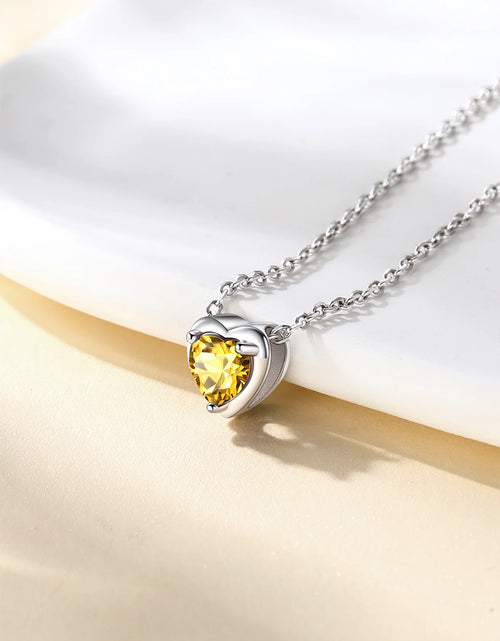 Load image into Gallery viewer, Silver Necklace 925 Sterling Silver Birthstone Love Heart Necklace Gifts for Women
