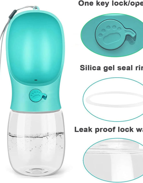 Load image into Gallery viewer, 8.3*2.5" Dog Water Bottle, 12Oz Leak Proof Portable Puppy Water Dispenser with Drinking Feeder for Pets Outdoor Walking Hiking Travel Food Grade Plastic - Blue
