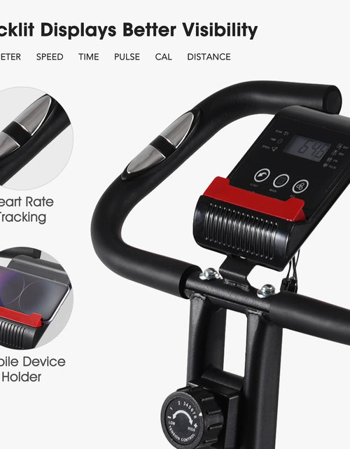 Load image into Gallery viewer, Exercise Bike 16 Levels Magnetic Resistance Folding Stationary Bike for Home with LCD Monitor Phone Holder Portable
