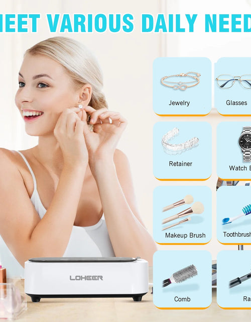 Load image into Gallery viewer, Ultrasonic Jewelry Cleaner, 12Oz 48Khz Ultrasonic Cleaner for Rings, Glasses, Jewelry
