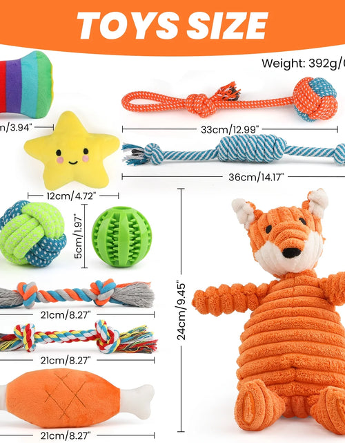 Load image into Gallery viewer, Dog Toys for Small Dogs ,10 Pack Puppy Chew Toys for Teething and Training with Plush Squeaky Toys, Treat Ball and Rope Toys to Keep Them Busy
