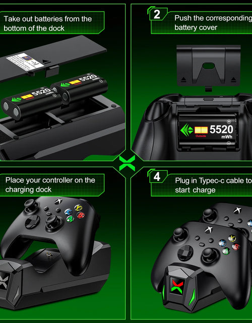 Load image into Gallery viewer, Xbox Controller Charger Station with 2*5520Mwh Rechargeable Battery Pack for Xbox Series X/ Series S/Xbox One,Black
