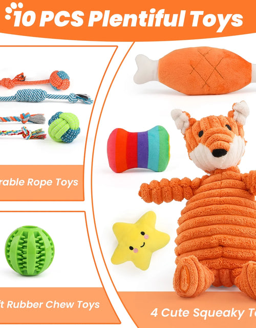 Load image into Gallery viewer, Dog Toys for Small Dogs ,10 Pack Puppy Chew Toys for Teething and Training with Plush Squeaky Toys, Treat Ball and Rope Toys to Keep Them Busy
