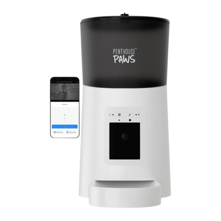 Smart HD Automatic Pet Feeder, 6L Dry Food Capacity, 1080P Camera, 2-Way Audio, Scheduled Meals, Backup Power, Easy to Clean, Anti-Jam Design for Cat and Dog, White