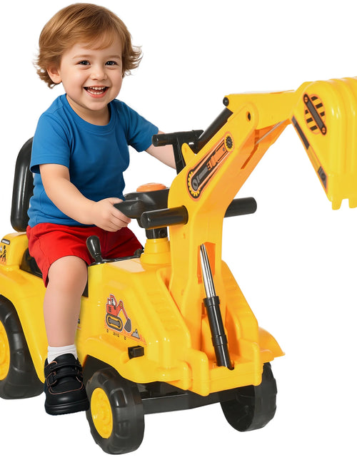 Load image into Gallery viewer, NO Power 3 in 1 Ride on Toy Excavator Digger Scooter Pulling Cart Pretend Play Construction Truck
