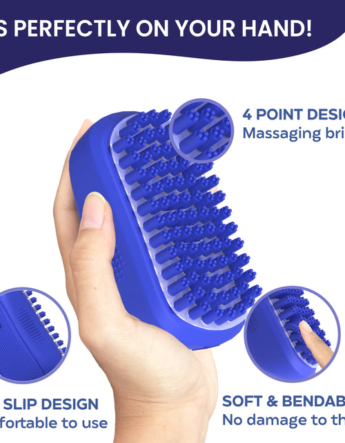 Load image into Gallery viewer, Dog Bath Scrubber Rubber Curry Comb &amp; Pet Grooming Brush with Non-Slip Grip, Blue
