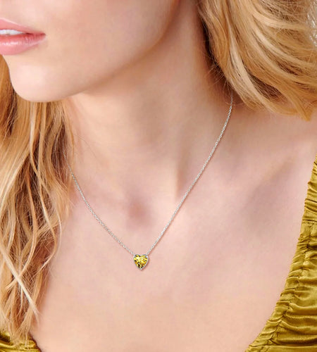 Silver Necklace 925 Sterling Silver Birthstone Love Heart Necklace Gifts for Women