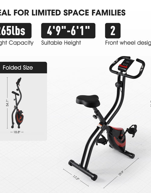 Load image into Gallery viewer, Exercise Bike 16 Levels Magnetic Resistance Folding Stationary Bike for Home with LCD Monitor Phone Holder Portable
