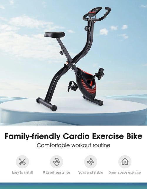 Load image into Gallery viewer, Exercise Bike 16 Levels Magnetic Resistance Folding Stationary Bike for Home with LCD Monitor Phone Holder Portable
