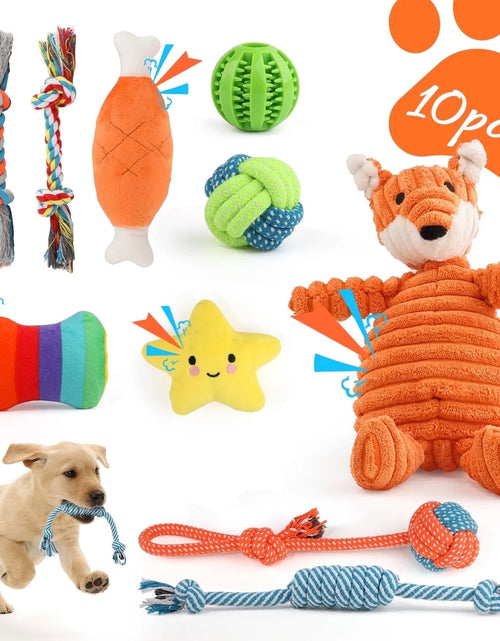 Load image into Gallery viewer, Dog Toys for Small Dogs ,10 Pack Puppy Chew Toys for Teething and Training with Plush Squeaky Toys, Treat Ball and Rope Toys to Keep Them Busy
