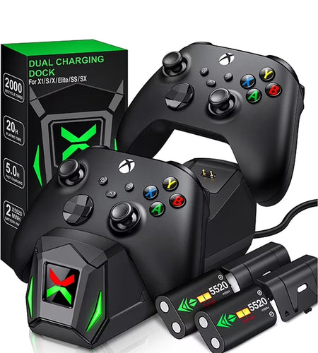 Xbox Controller Charger Station with 2*5520Mwh Rechargeable Battery Pack for Xbox Series X/ Series S/Xbox One,Black